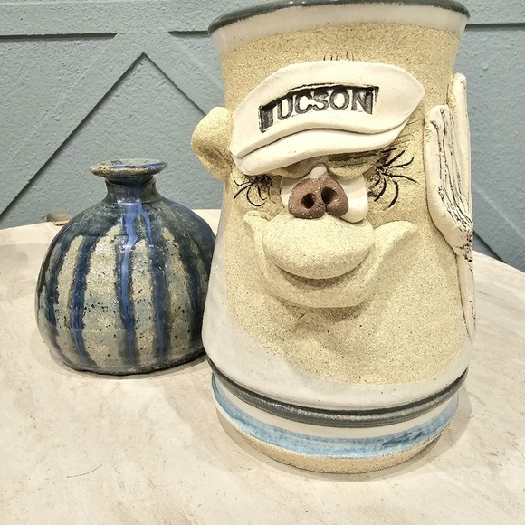 Stoneware Pottery Mug Mahon Folk Art Ugly Face Coffee Mug - Picture 1 of 7